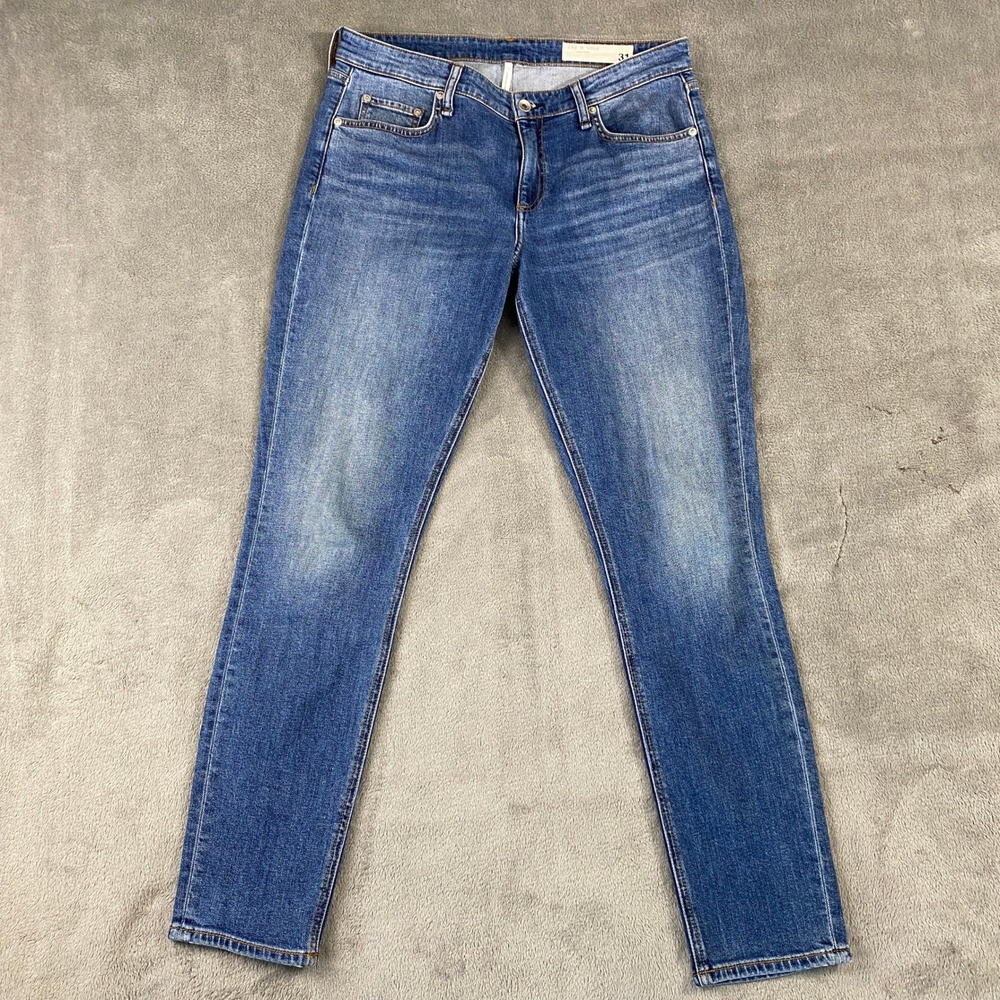 rag bone Jeans Ash Cate Mid Rise Skinny Fade Women's 31 Denim Grunge Zip Fly EUC